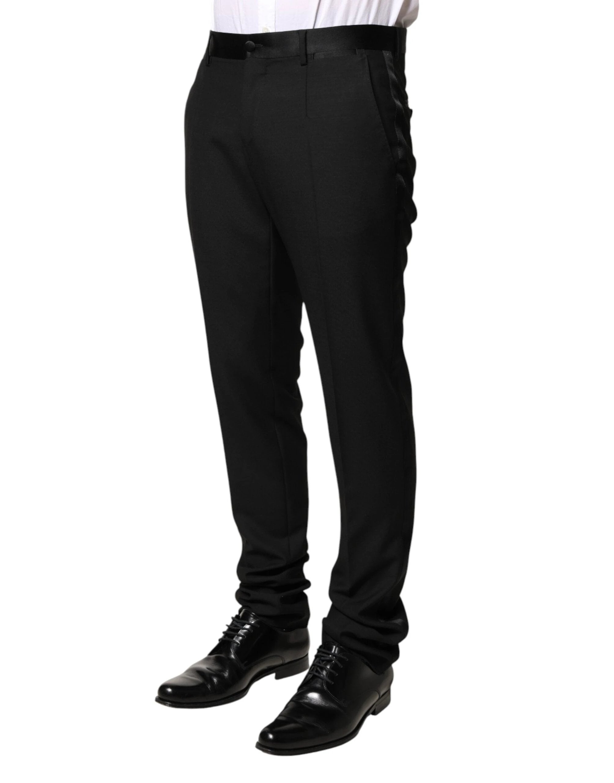 Dolce & Gabbana Black Wool Mid Waist Men Dress Trousers Pants by Dolce & Gabbana