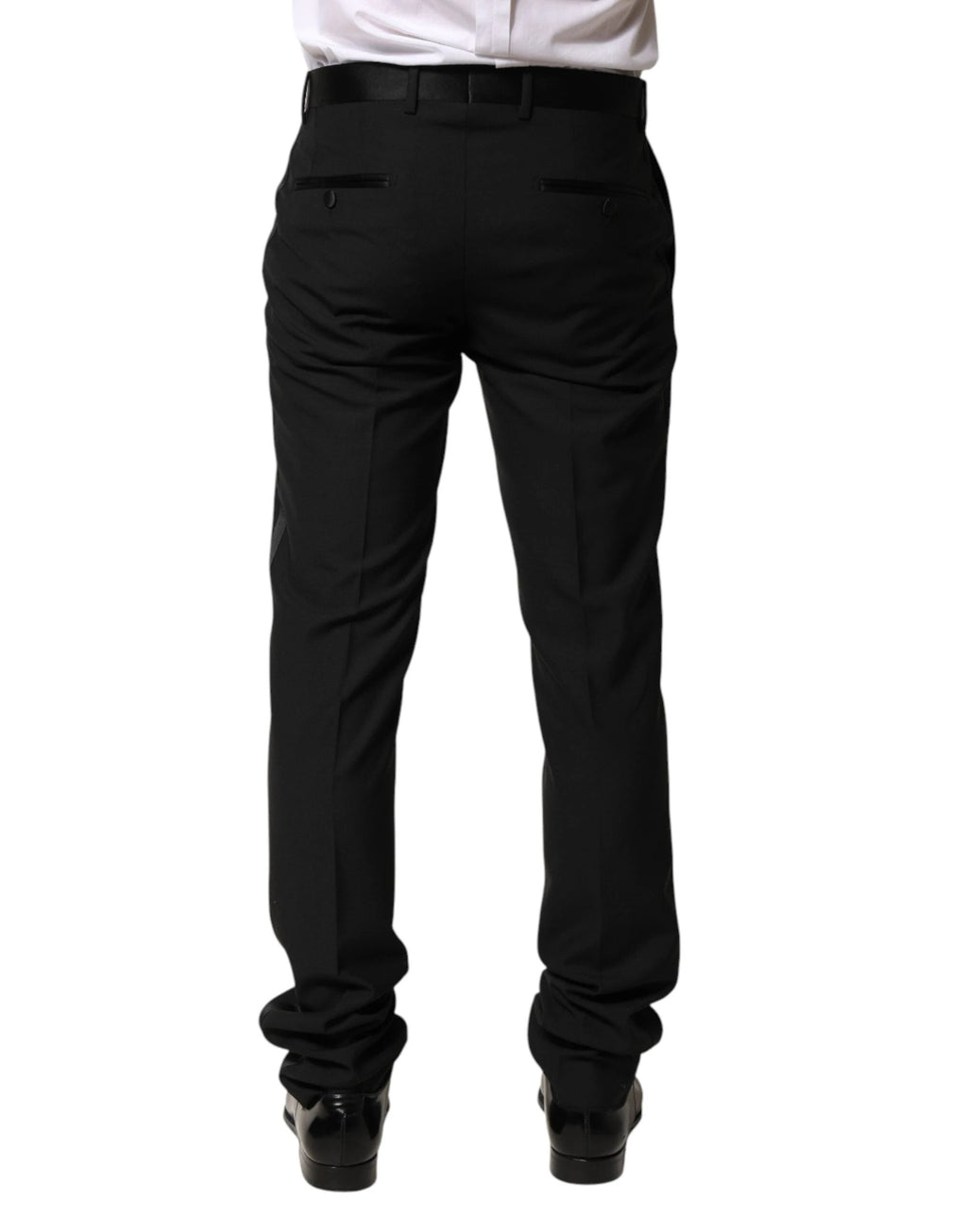 Dolce & Gabbana Black Wool Mid Waist Men Dress Trousers Pants by Dolce & Gabbana