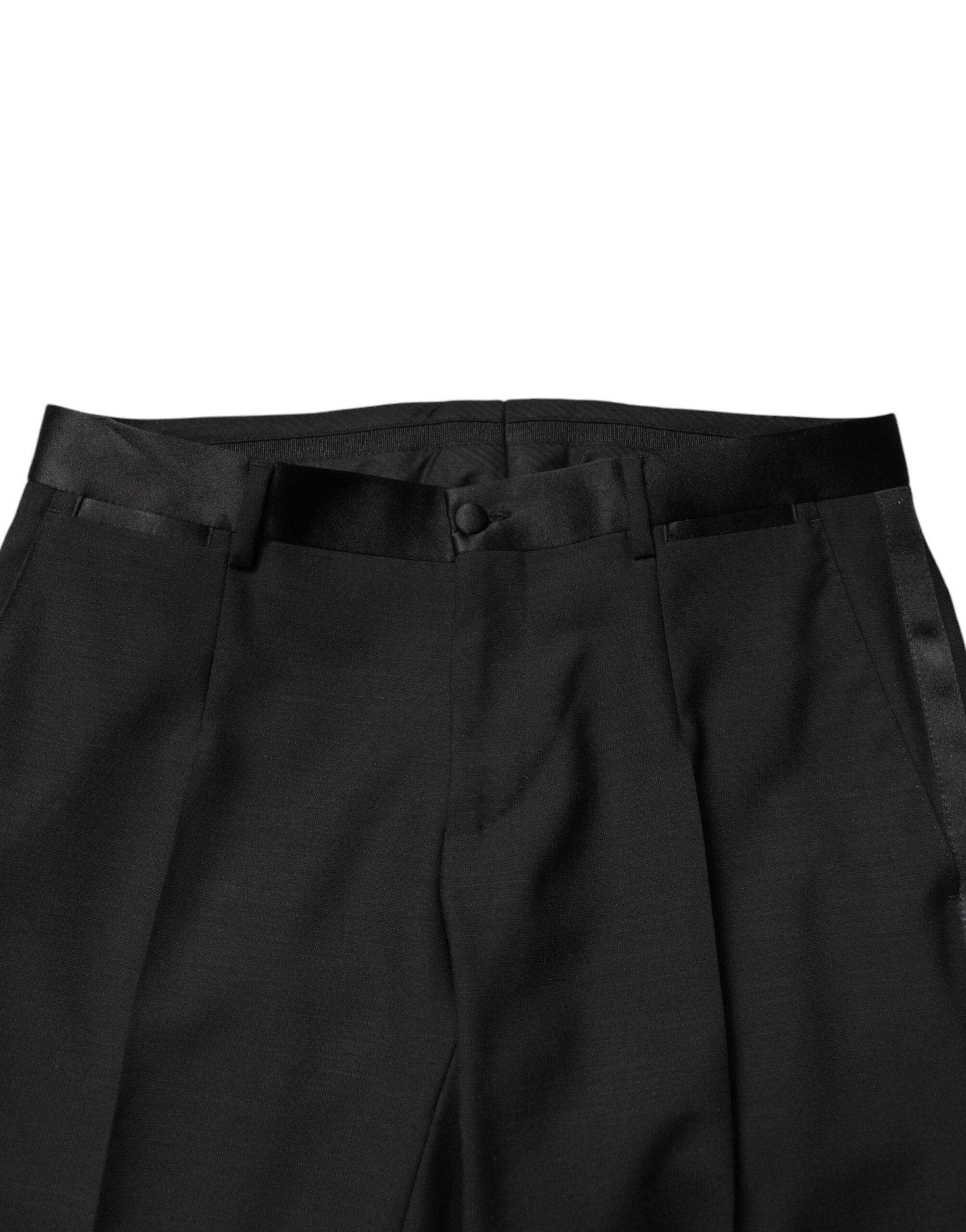 Dolce & Gabbana Black Wool Mid Waist Men Dress Trousers Pants by Dolce & Gabbana