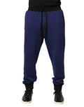 Dolce & Gabbana Blue Cotton Mid Waist Jogger Trousers Pants by Dolce & Gabbana