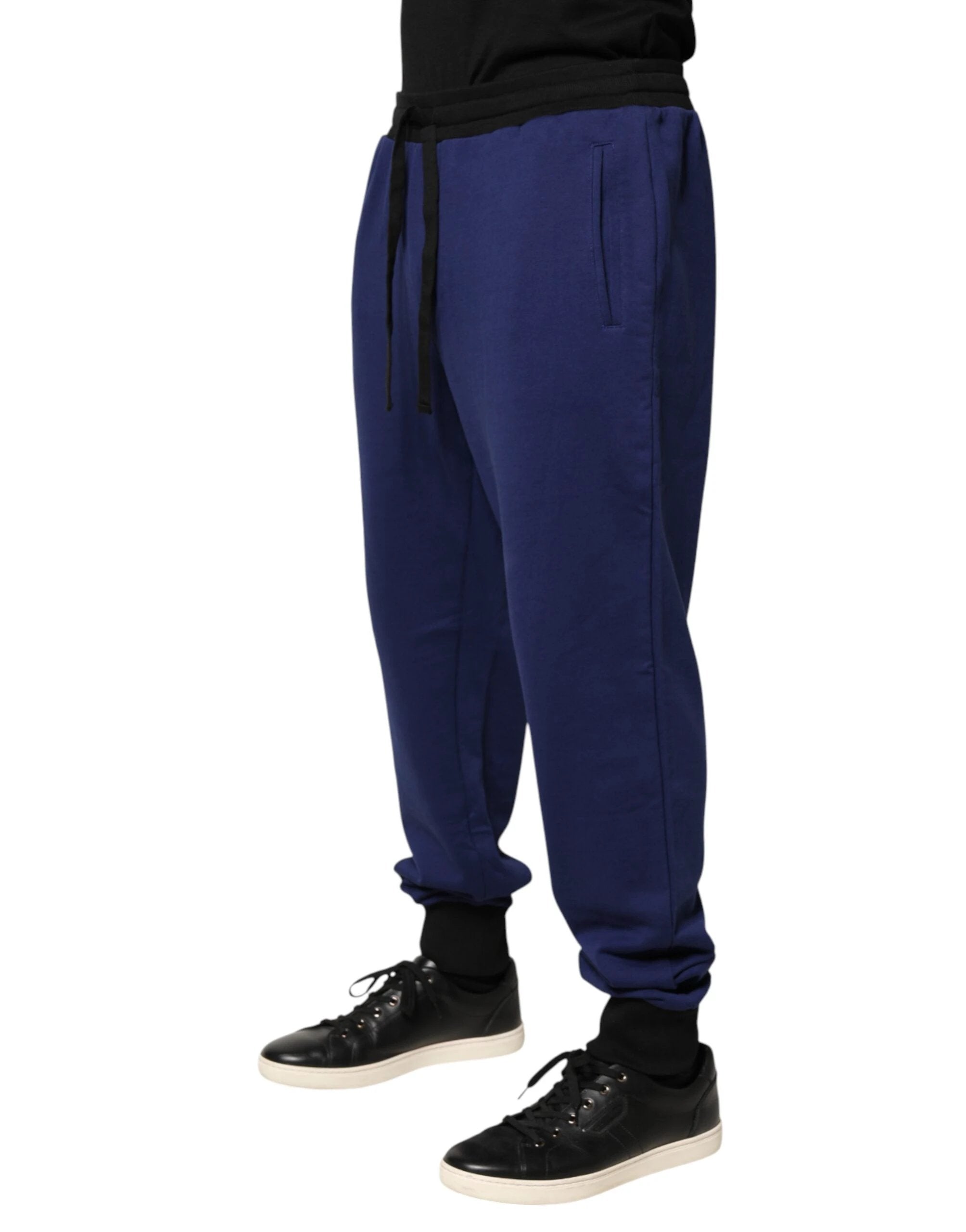 Dolce & Gabbana Blue Cotton Mid Waist Jogger Trousers Pants by Dolce & Gabbana