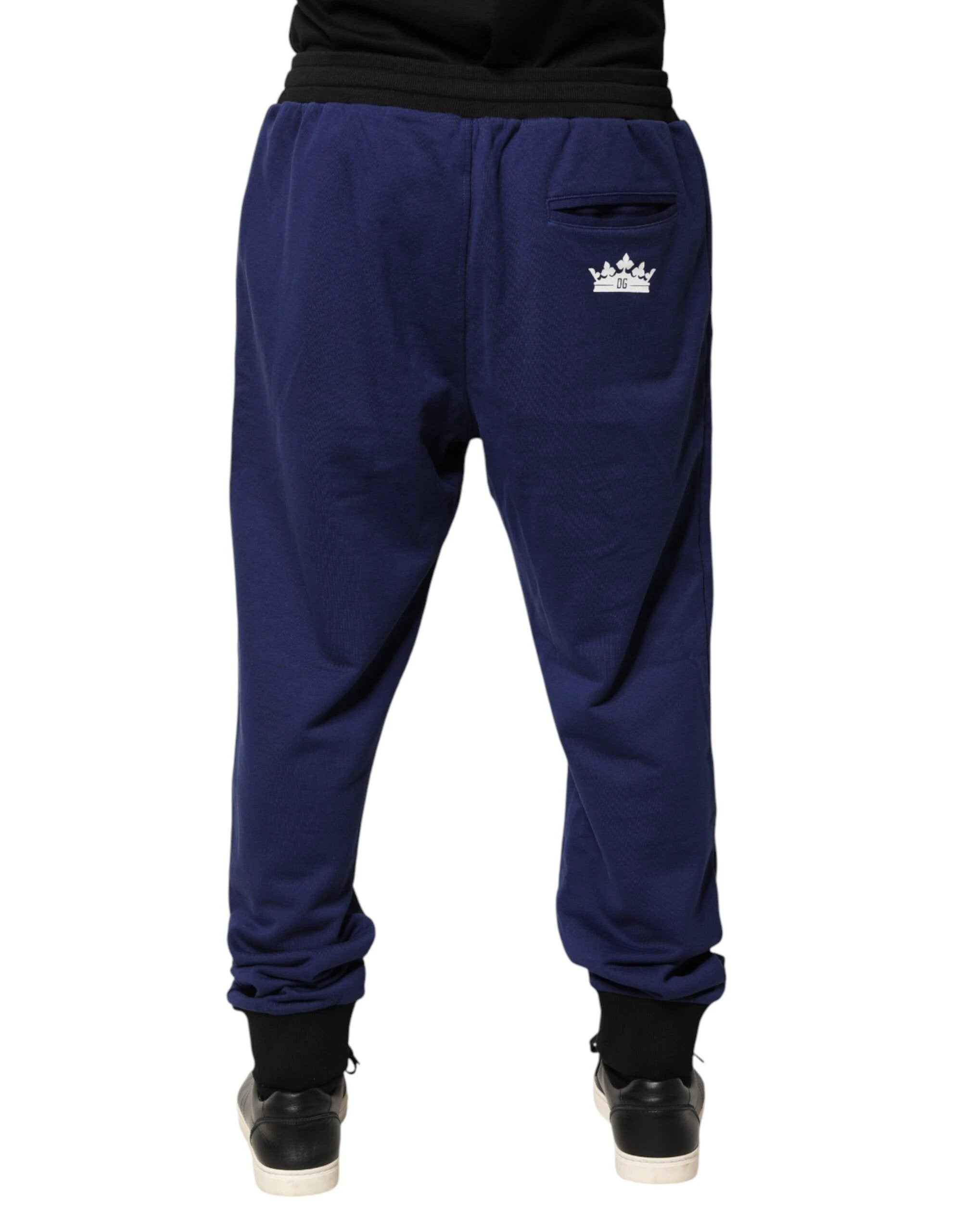 Dolce & Gabbana Blue Cotton Mid Waist Jogger Trousers Pants by Dolce & Gabbana
