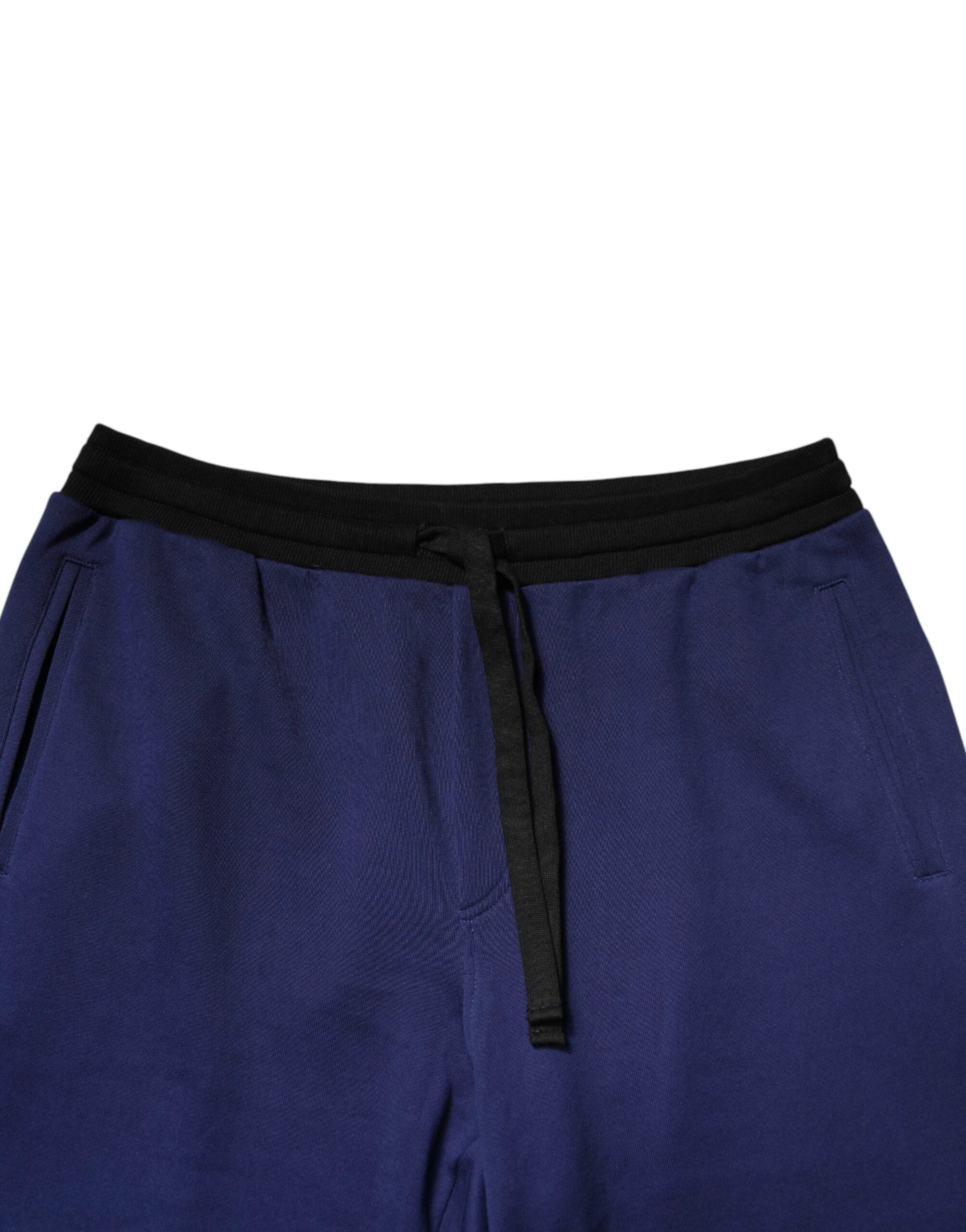 Dolce & Gabbana Blue Cotton Mid Waist Jogger Trousers Pants by Dolce & Gabbana