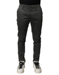 Dondup Dark Gray Cotton Mid Waist Skinny Men Chino Trouser Pants by Dondup