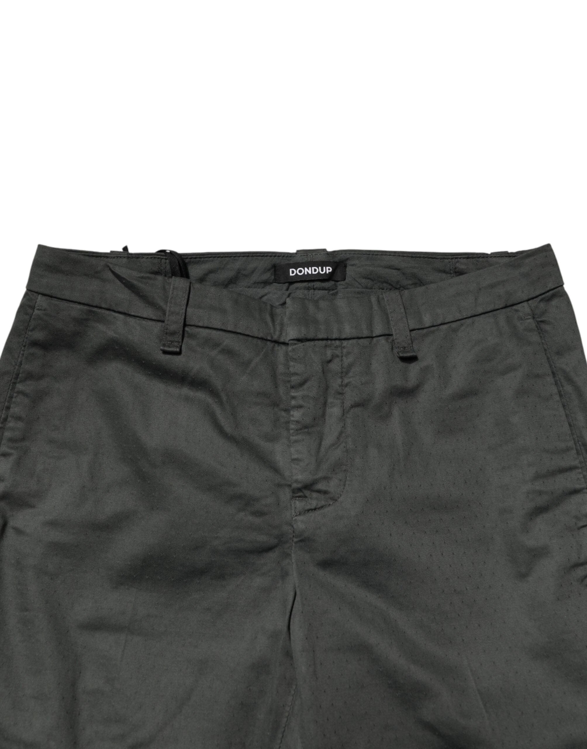 Dondup Dark Gray Cotton Mid Waist Skinny Men Chino Trouser Pants by Dondup