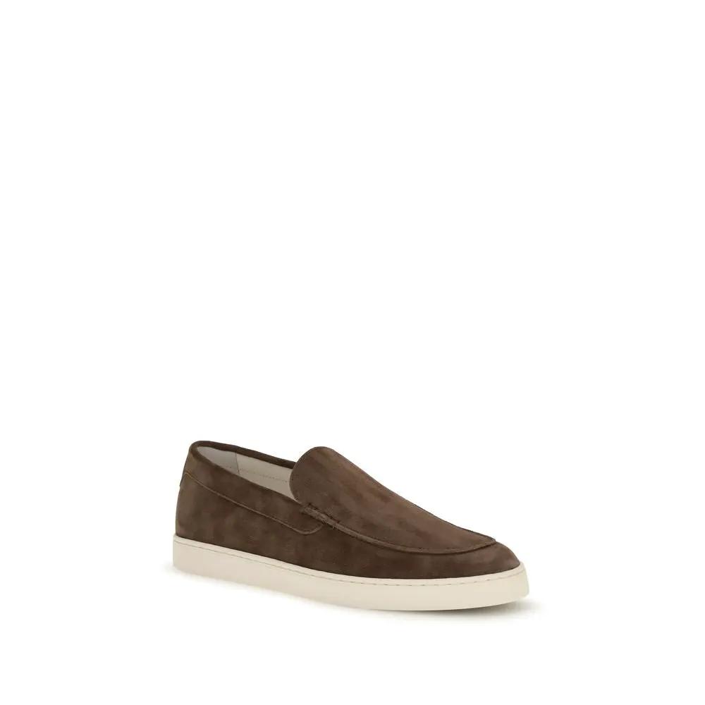 Brunello Cucinelli Brown Calf Leather Bos Taurus Slip-On Loafers