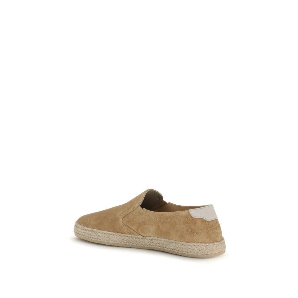 Brunello Cucinelli Beige Calf Leather Bos Taurus Espadrilles by Brunello Cucinelli