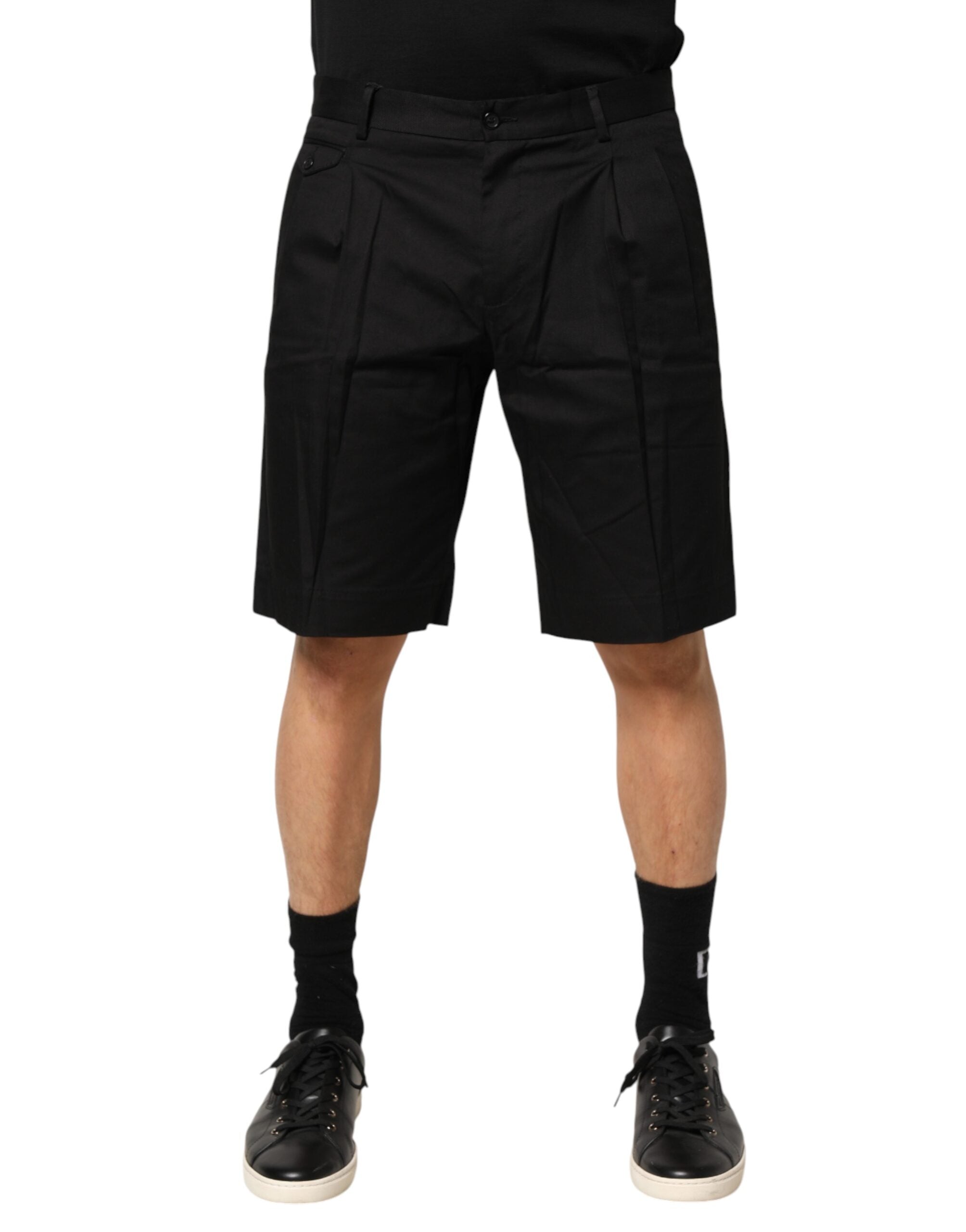 Dolce & Gabbana Black Cotton Stretch Mid Wasit Bermuda Shorts by Dolce & Gabbana