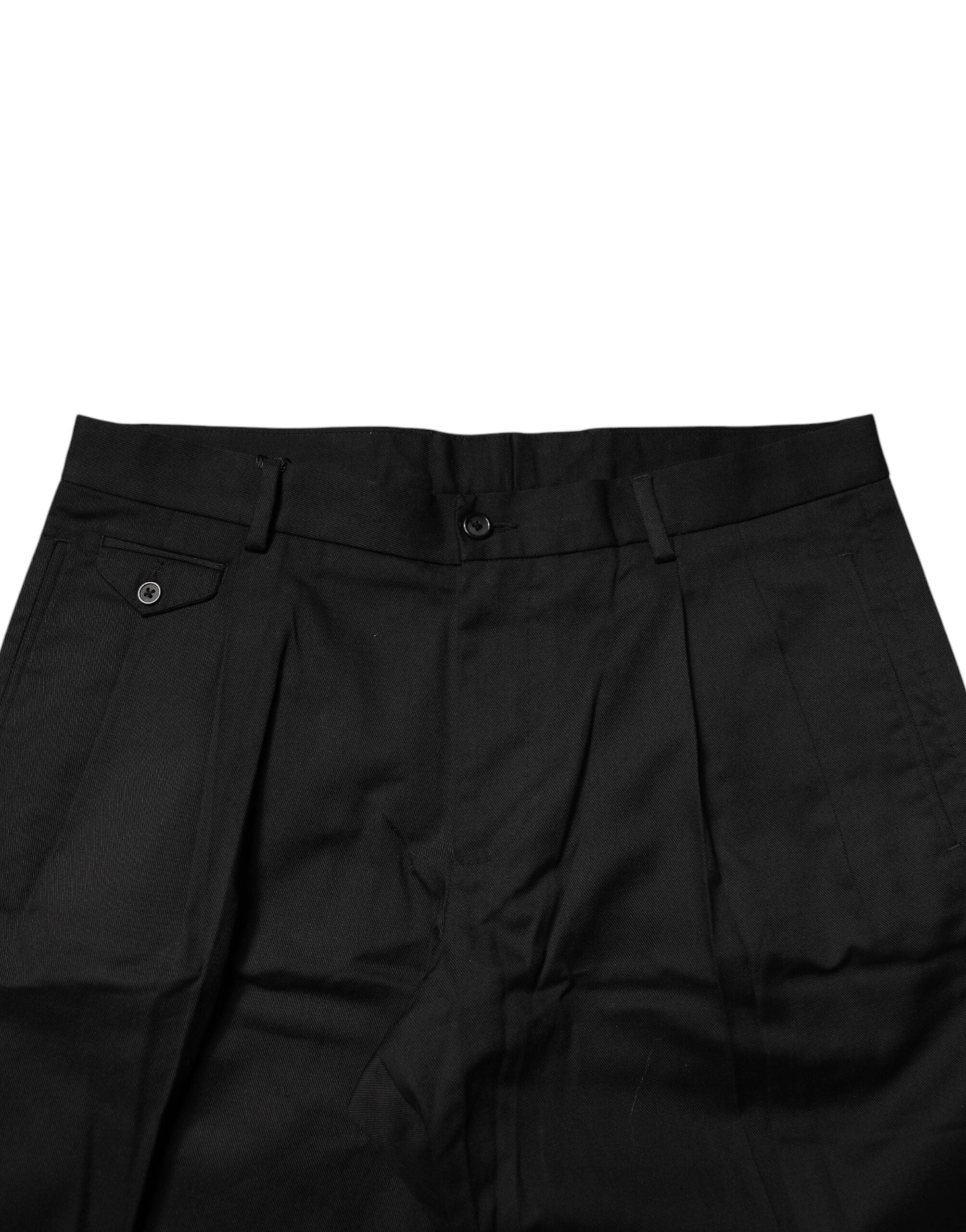 Dolce & Gabbana Black Cotton Stretch Mid Wasit Bermuda Shorts by Dolce & Gabbana