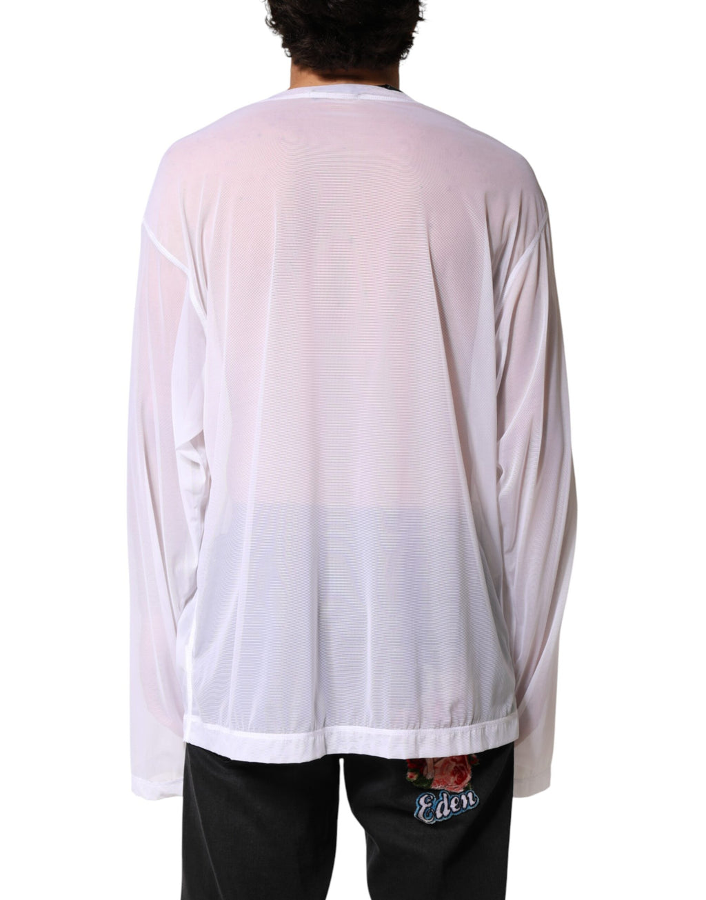 Dolce & Gabbana White Nylon Long Sleeves Crewneck T-Shirt by Dolce & Gabbana