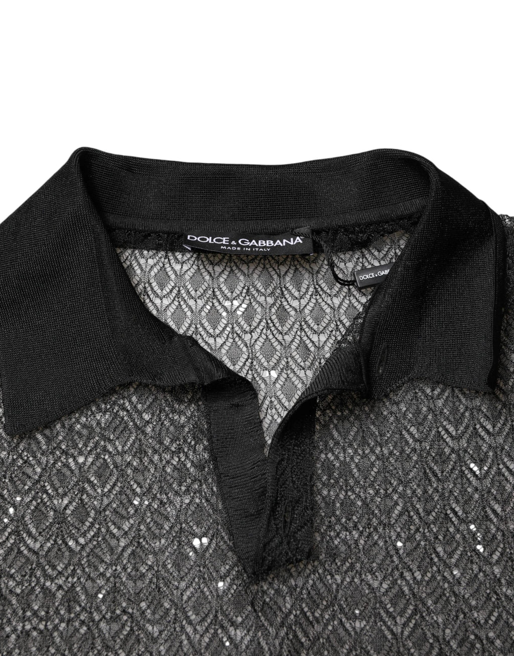 Dolce & Gabbana Black Sheer Short Sleeves Casual Polo Top by Dolce & Gabbana