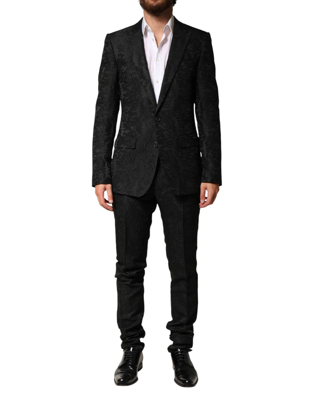Dolce & Gabbana Black Brocade Single Breasted 2 Piece Suit by Dolce & Gabbana
