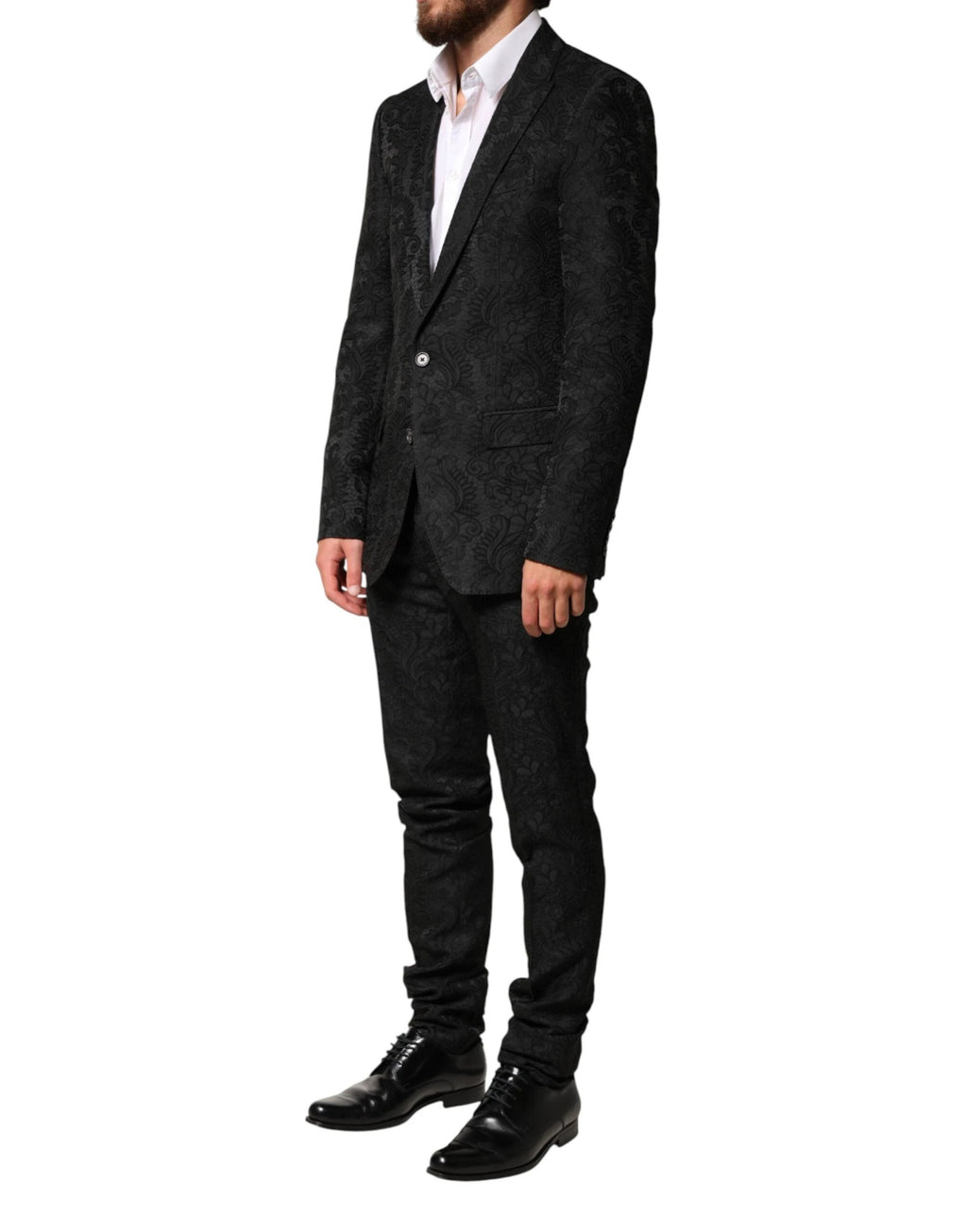 Dolce & Gabbana Black Brocade Single Breasted 2 Piece Suit by Dolce & Gabbana