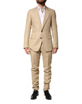 Dolce & Gabbana Beige Linen Single Breasted 2 Piece Suit by Dolce & Gabbana