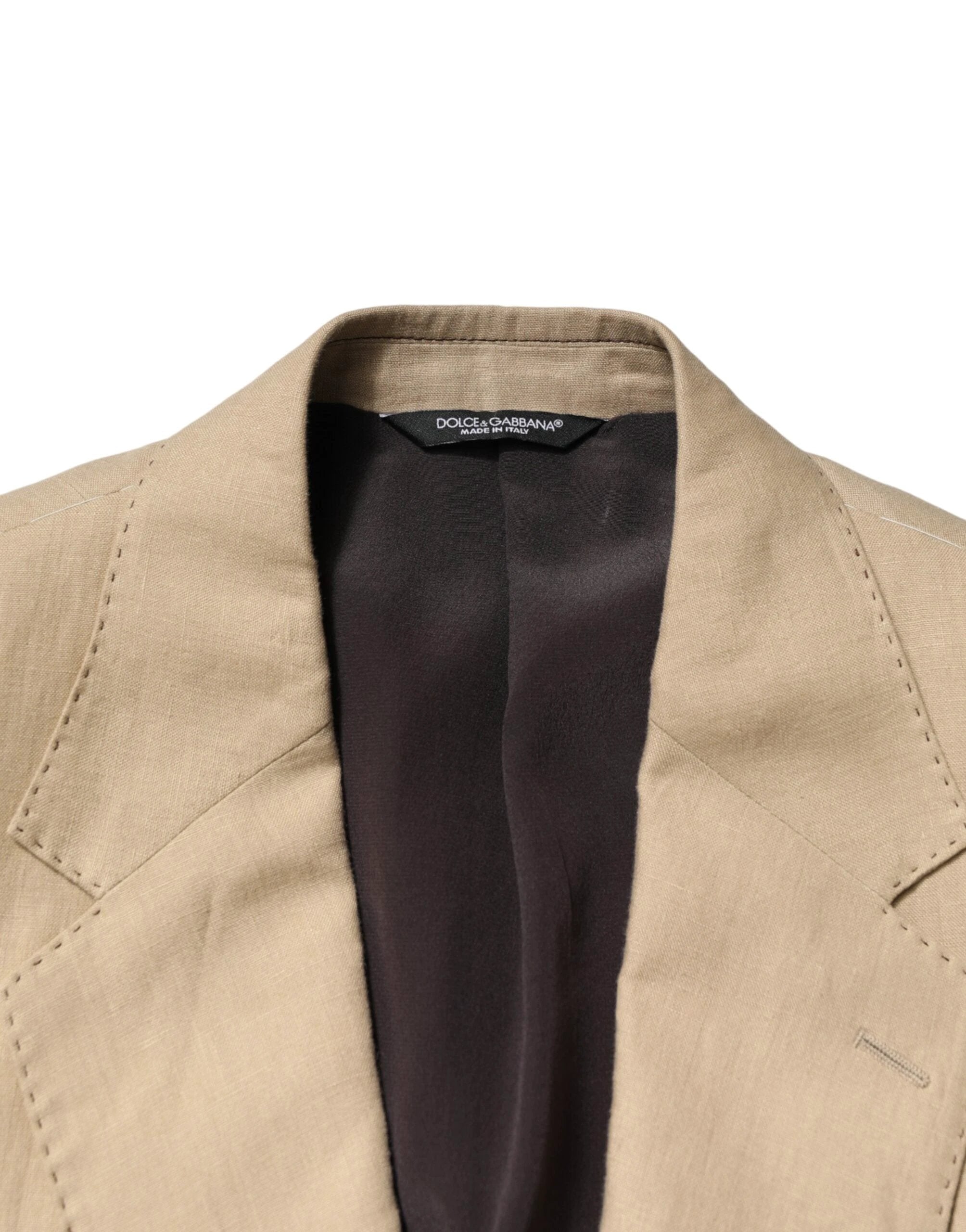 Dolce & Gabbana Beige Linen Single Breasted 2 Piece Suit by Dolce & Gabbana