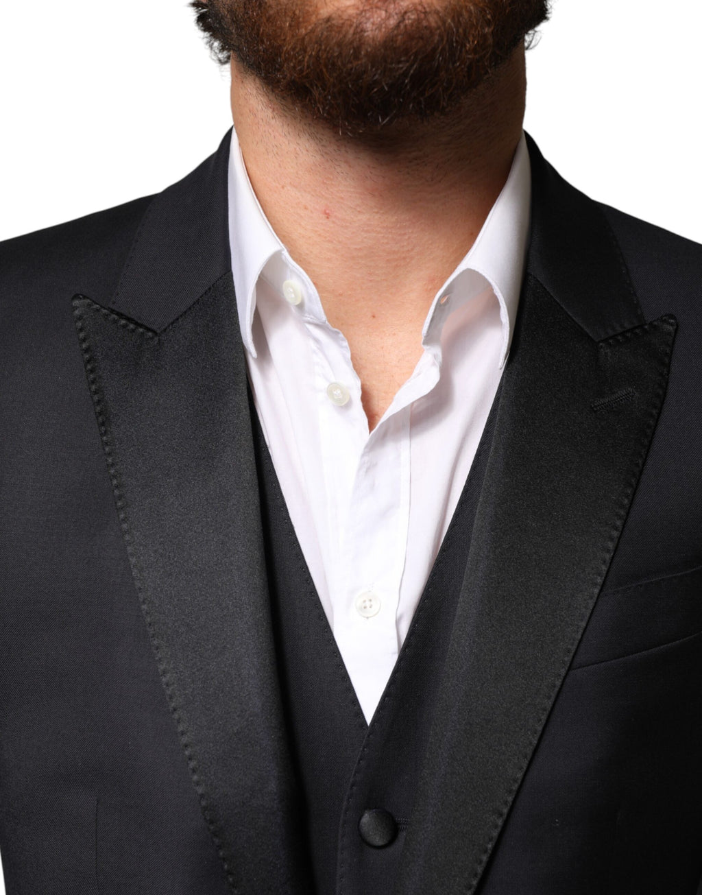 Costume trois pièces Dolce &amp; Gabbana en laine noire à simple boutonnage pour homme
