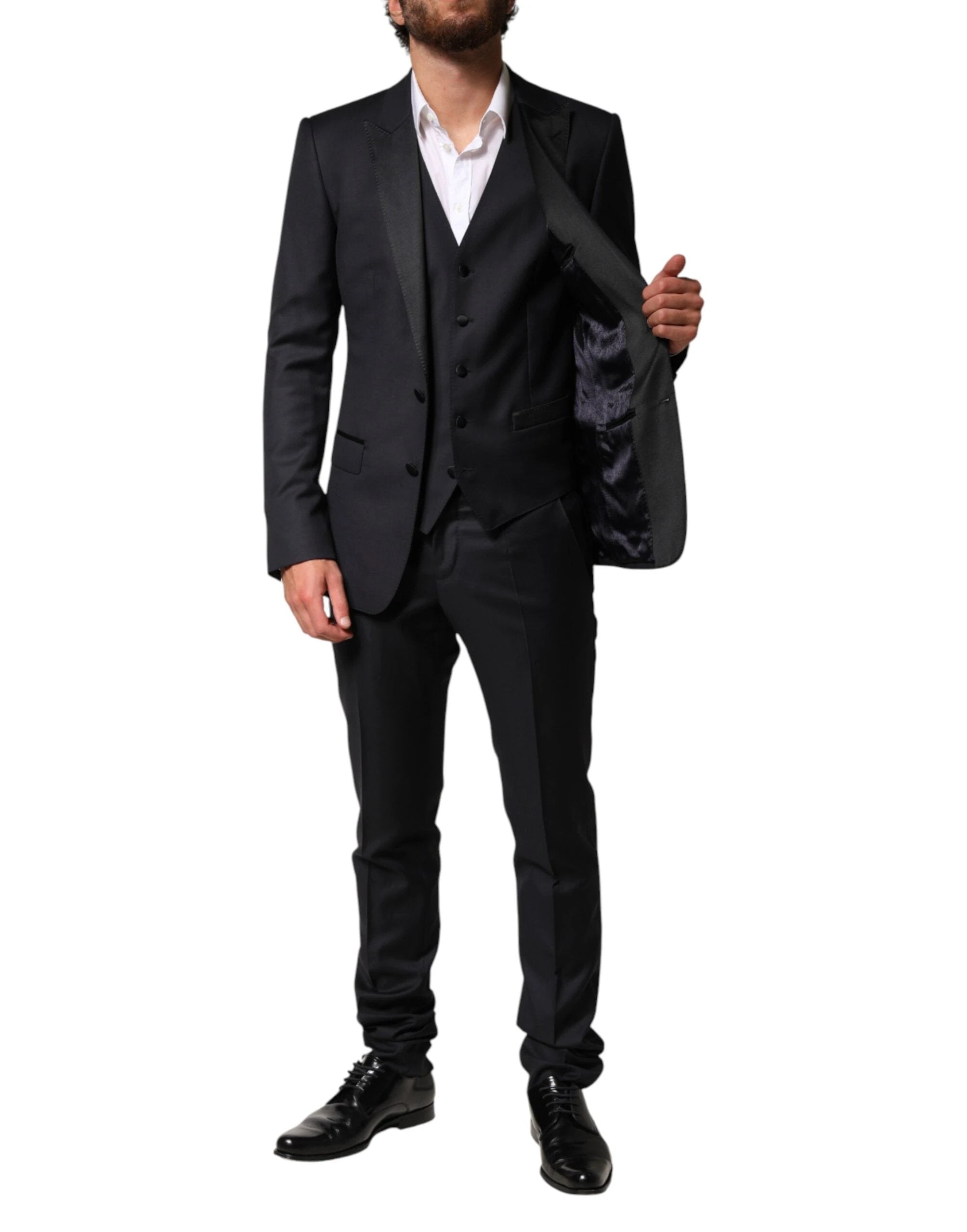 Dolce & Gabbana Black Wool Single Breasted 3 Piece Men Suit by Dolce & Gabbana