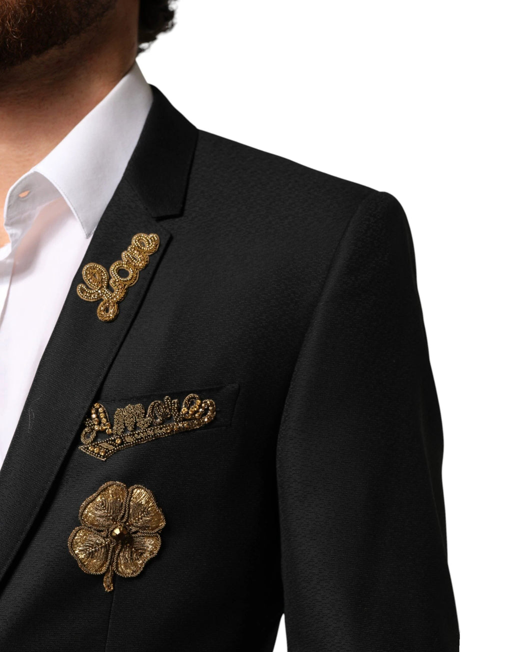 Dolce & Gabbana Black Embellished Single Breasted 2 Pc Suit by Dolce & Gabbana