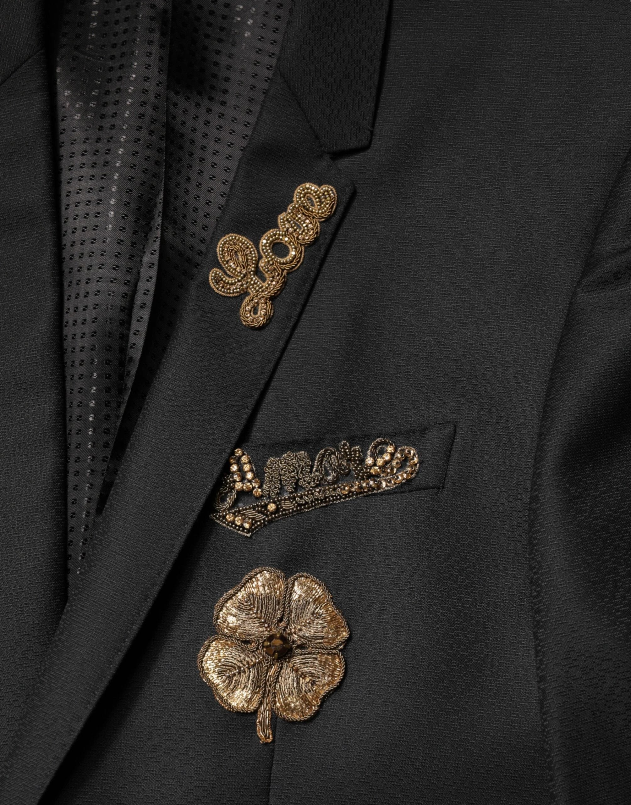 Dolce & Gabbana Black Embellished Single Breasted 2 Pc Suit by Dolce & Gabbana