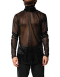 Dolce & Gabbana Black Sheer Long Sleeves Turtleneck Top by Dolce & Gabbana