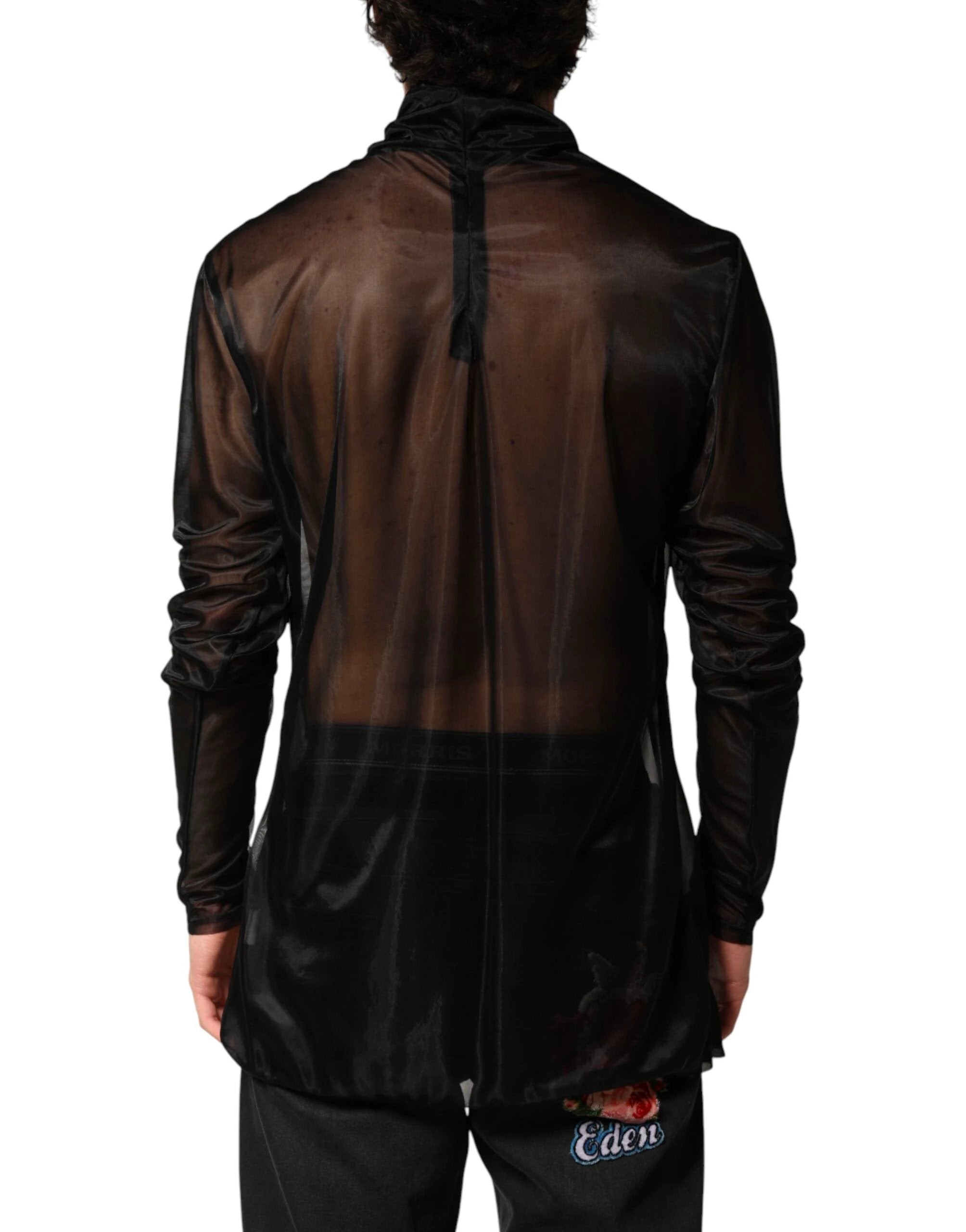 Dolce & Gabbana Black Sheer Long Sleeves Turtleneck Top by Dolce & Gabbana