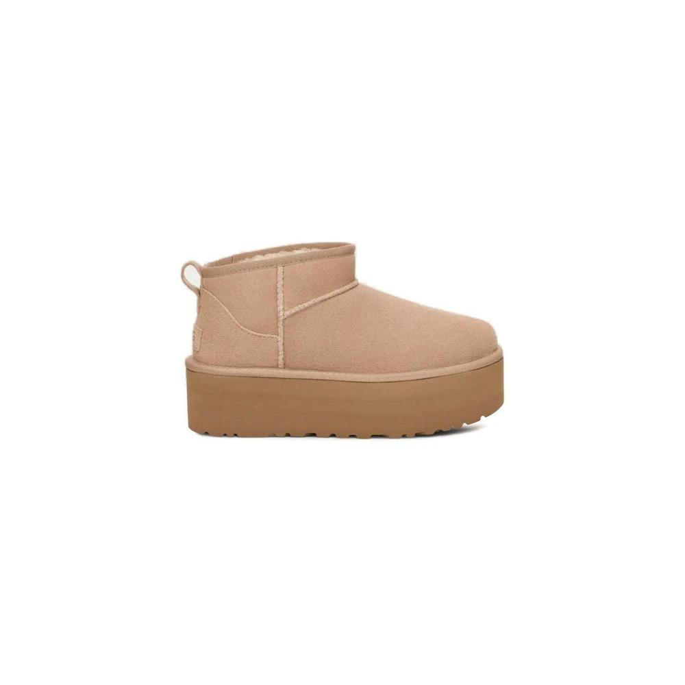 UGG Beige Suede Leather Ankle Boots by UGG