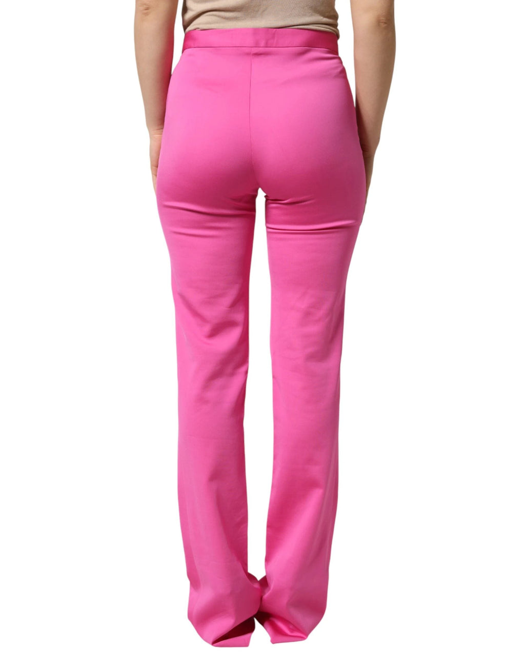Versace Pink Viscose High Waist Straight Casual Trouser Pants by Versace