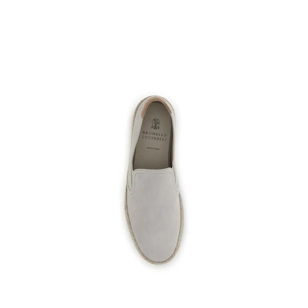 Brunello Cucinelli Gray Calf Leather Bos Taurus Low Top Sneakers