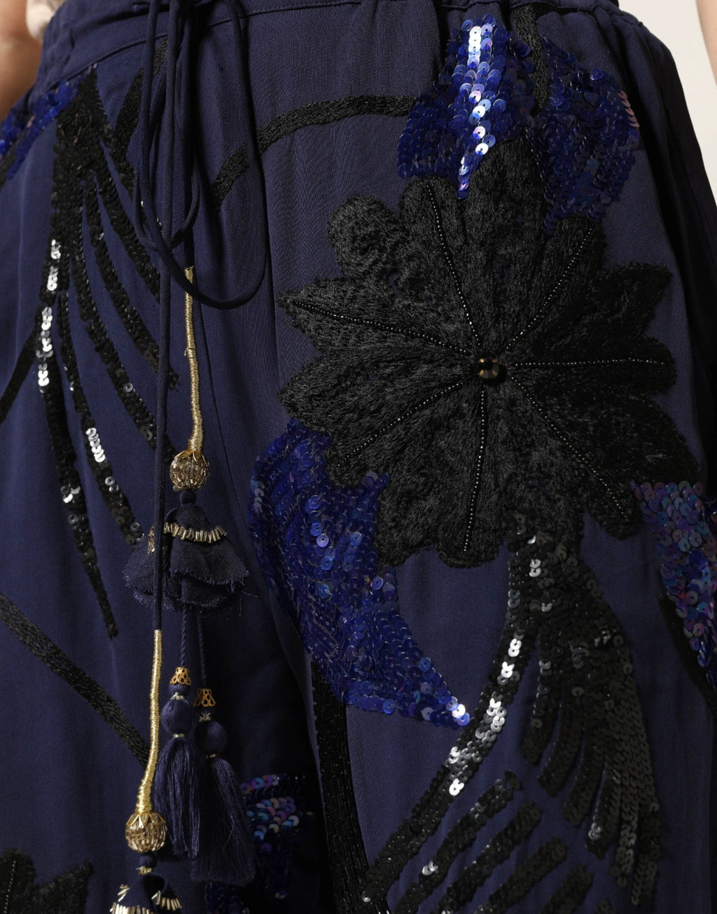Christian Pellizzari Blue Sequined Tapered Trouser Pants by Christian Pellizzari