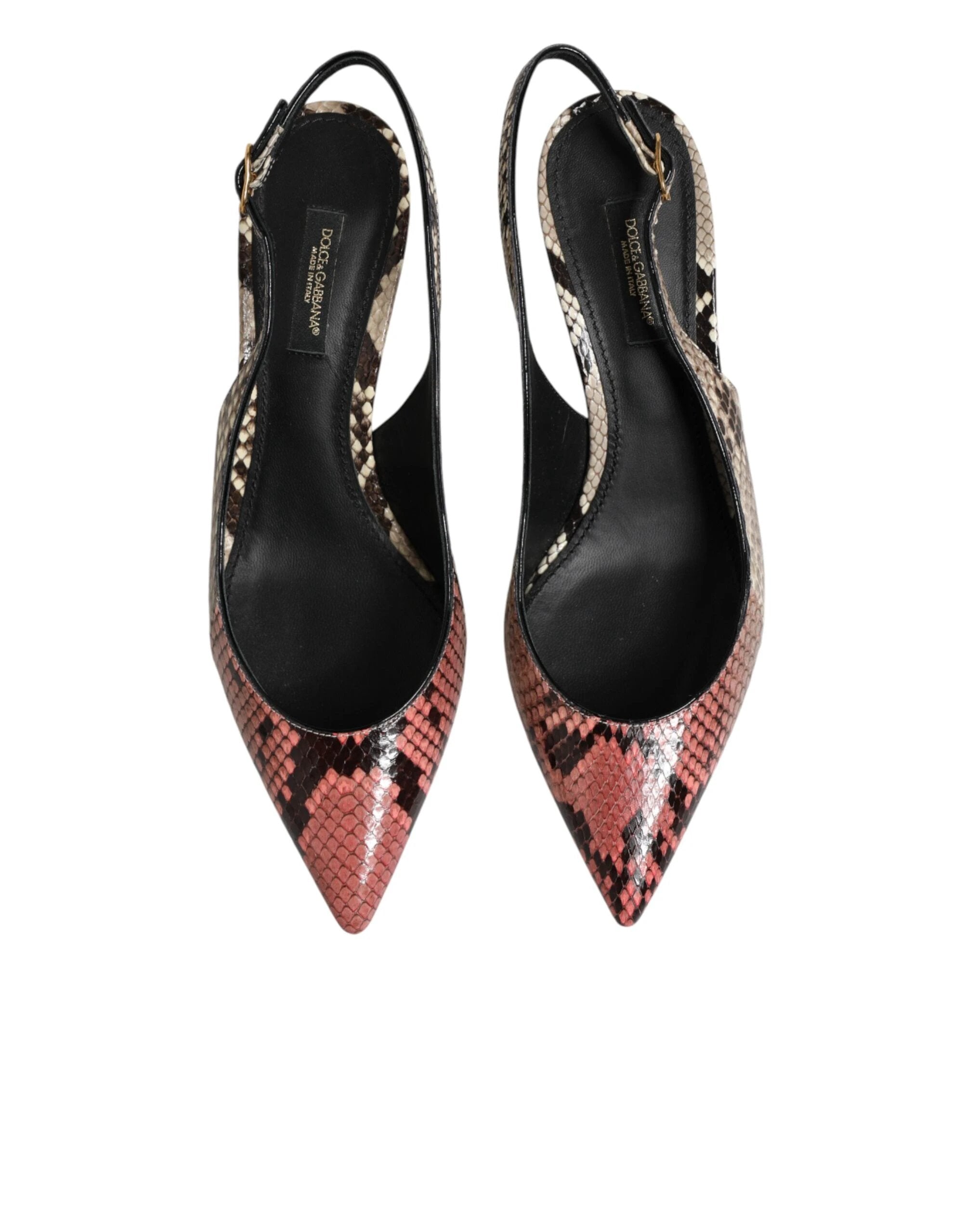 Dolce & Gabbana Multicolor Leather Heels Slingback Shoes by Dolce & Gabbana