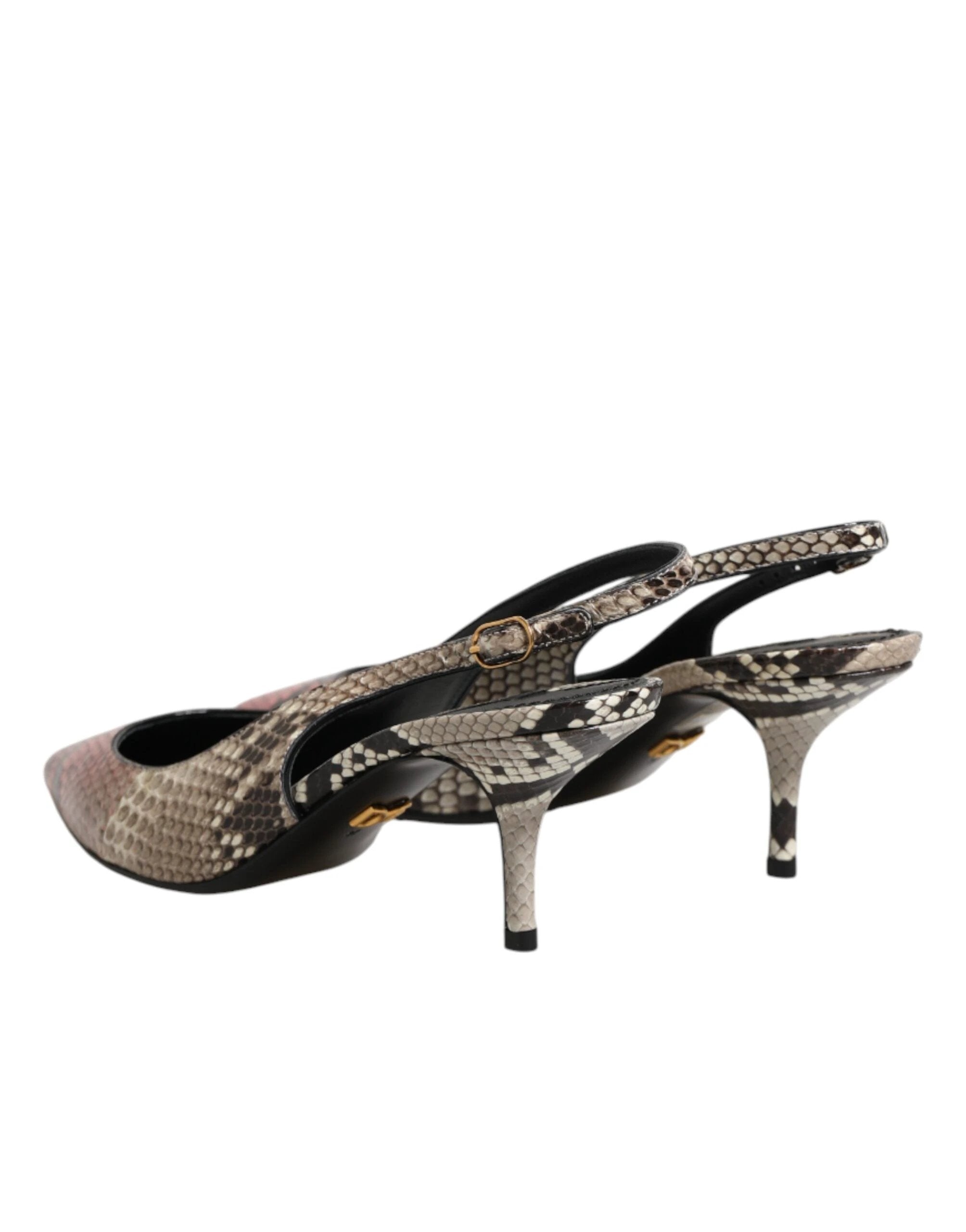 Dolce & Gabbana Multicolor Leather Heels Slingback Shoes by Dolce & Gabbana