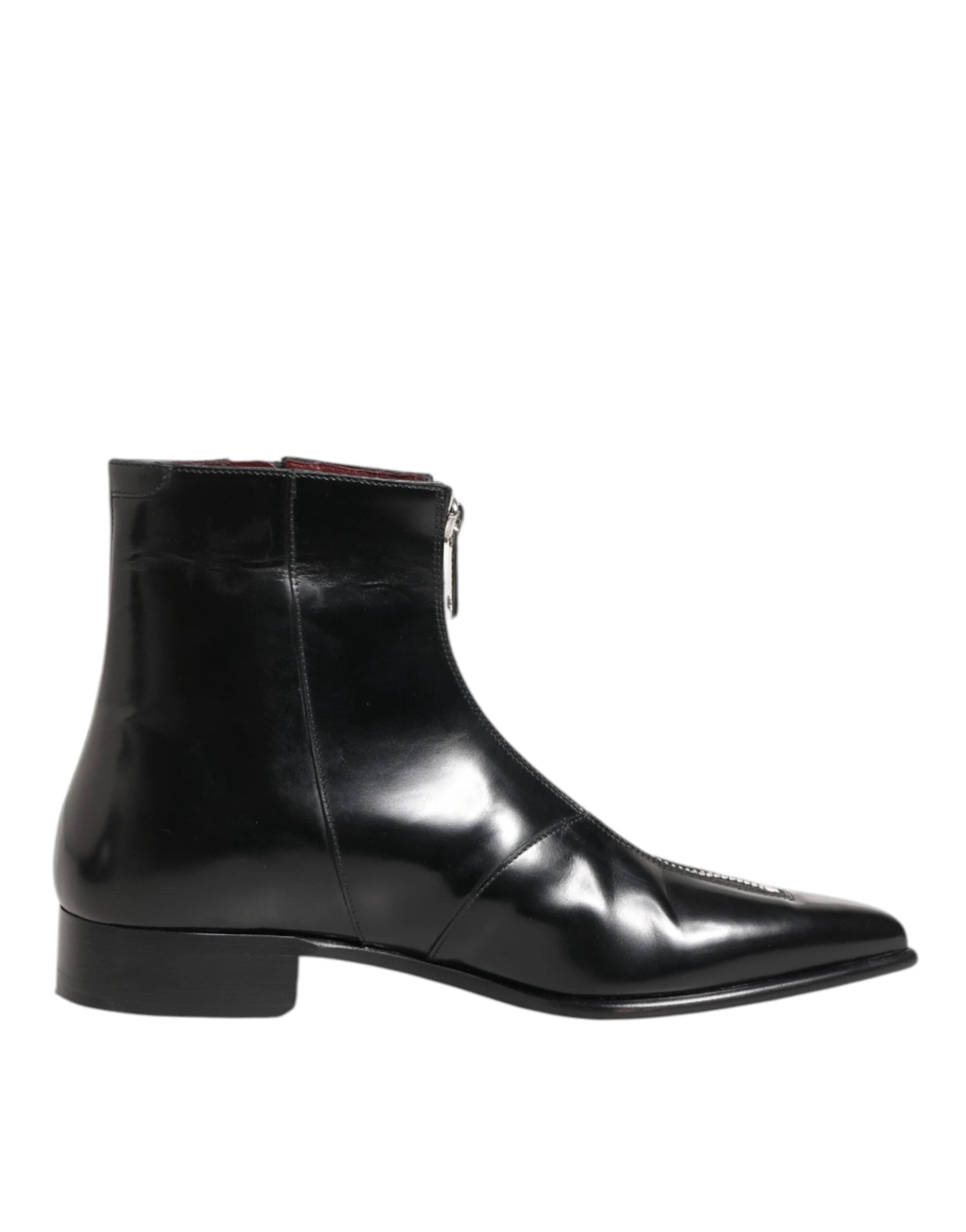 Dolce & Gabbana Black Leather Chelsea Short Ankle Boots Shoes by Dolce & Gabbana