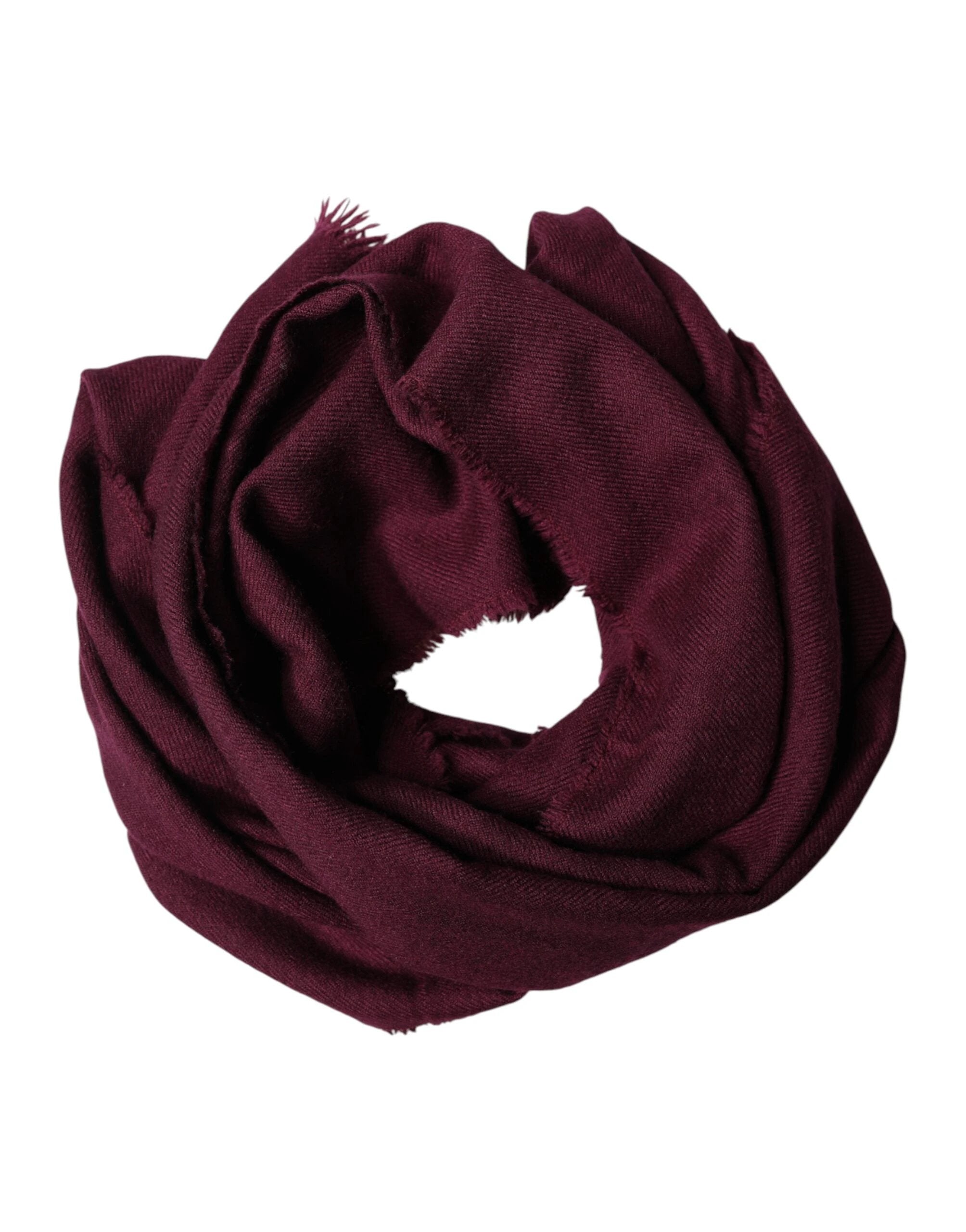 Dolce & Gabbana Maroon Cashmere Fringes Neck Wrap Shawl Scarf by Dolce & Gabbana