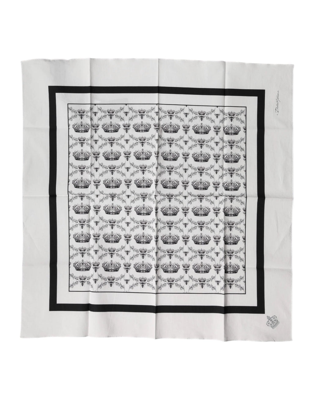 Dolce & Gabbana White Crown Cotton Men Square Foulard Scarf by Dolce & Gabbana