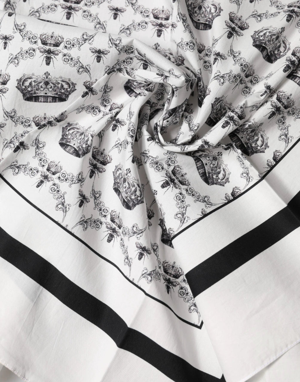 Dolce & Gabbana White Crown Cotton Men Square Foulard Scarf by Dolce & Gabbana