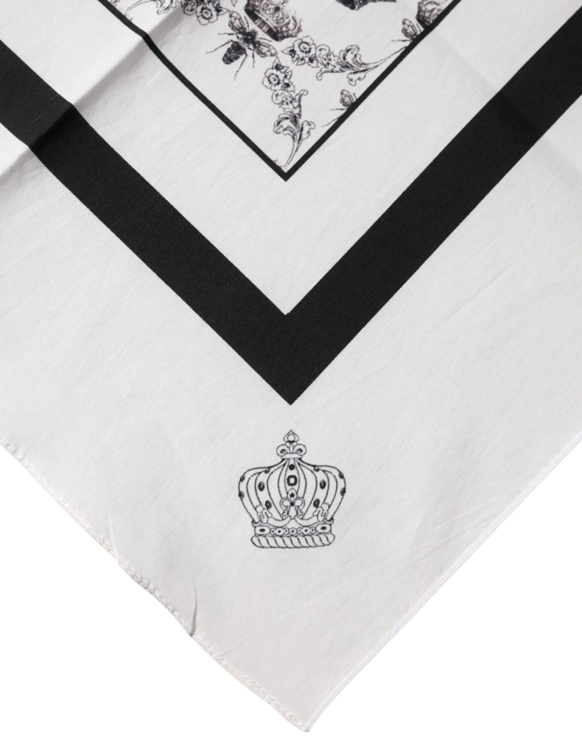 Dolce & Gabbana White Crown Cotton Men Square Foulard Scarf by Dolce & Gabbana