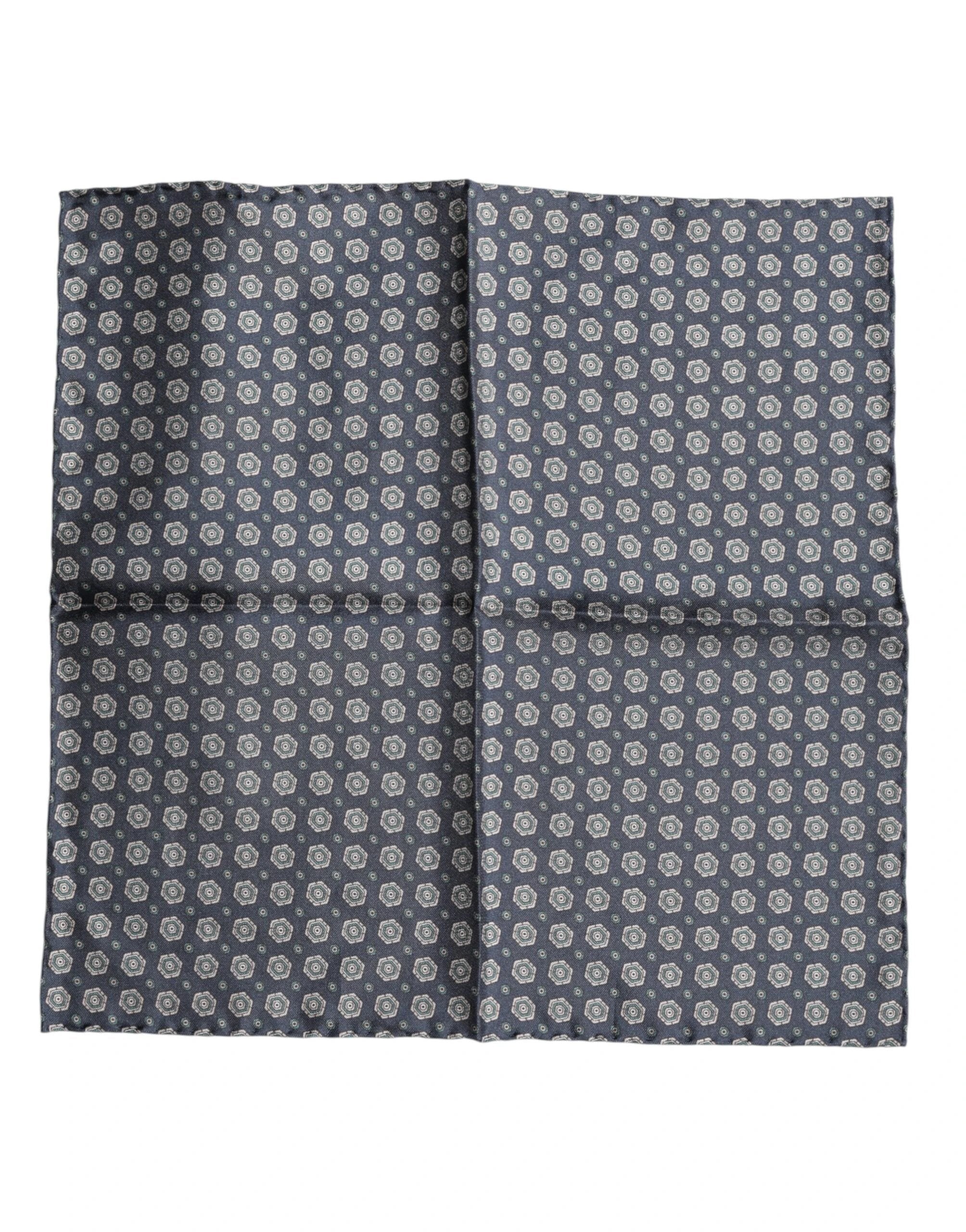 Dolce & Gabbana Blue Patterned Silk Square Handkerchief Scarf by Dolce & Gabbana