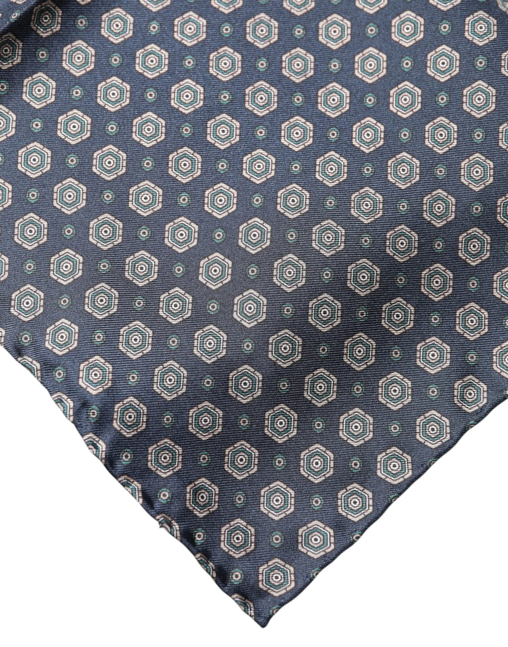 Dolce & Gabbana Blue Patterned Silk Square Handkerchief Scarf by Dolce & Gabbana