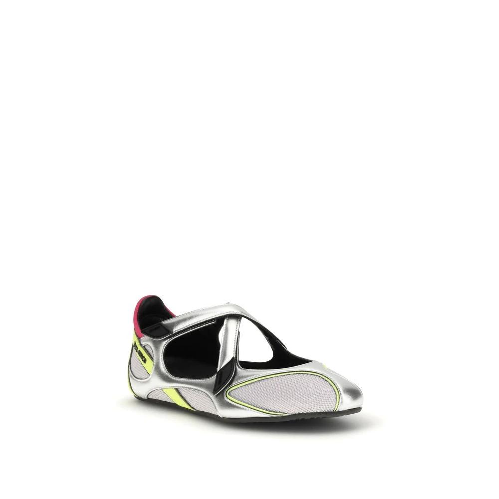 The Attico Silver Polyurethane Ballet Flats by The Attico
