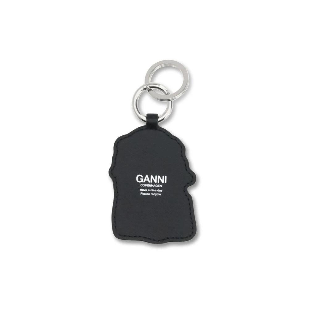Ganni White Recycled Leather Keychain by Ganni
