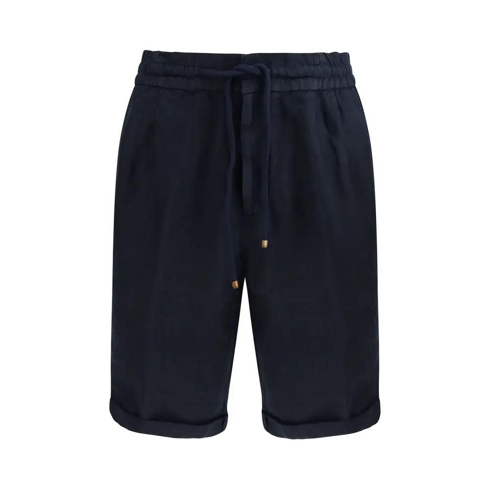 Brunello Cucinelli Blue Linen Bermuda Shorts
