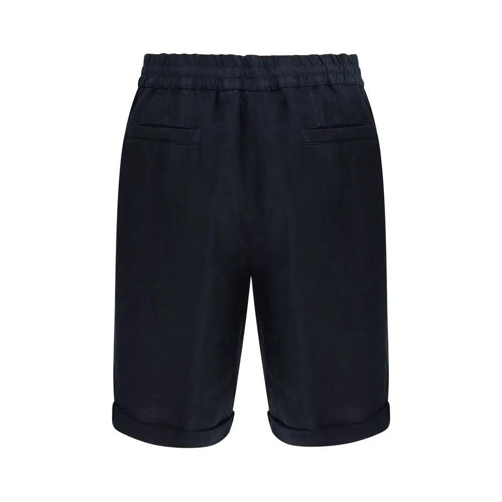 Brunello Cucinelli Blue Linen Bermuda Shorts