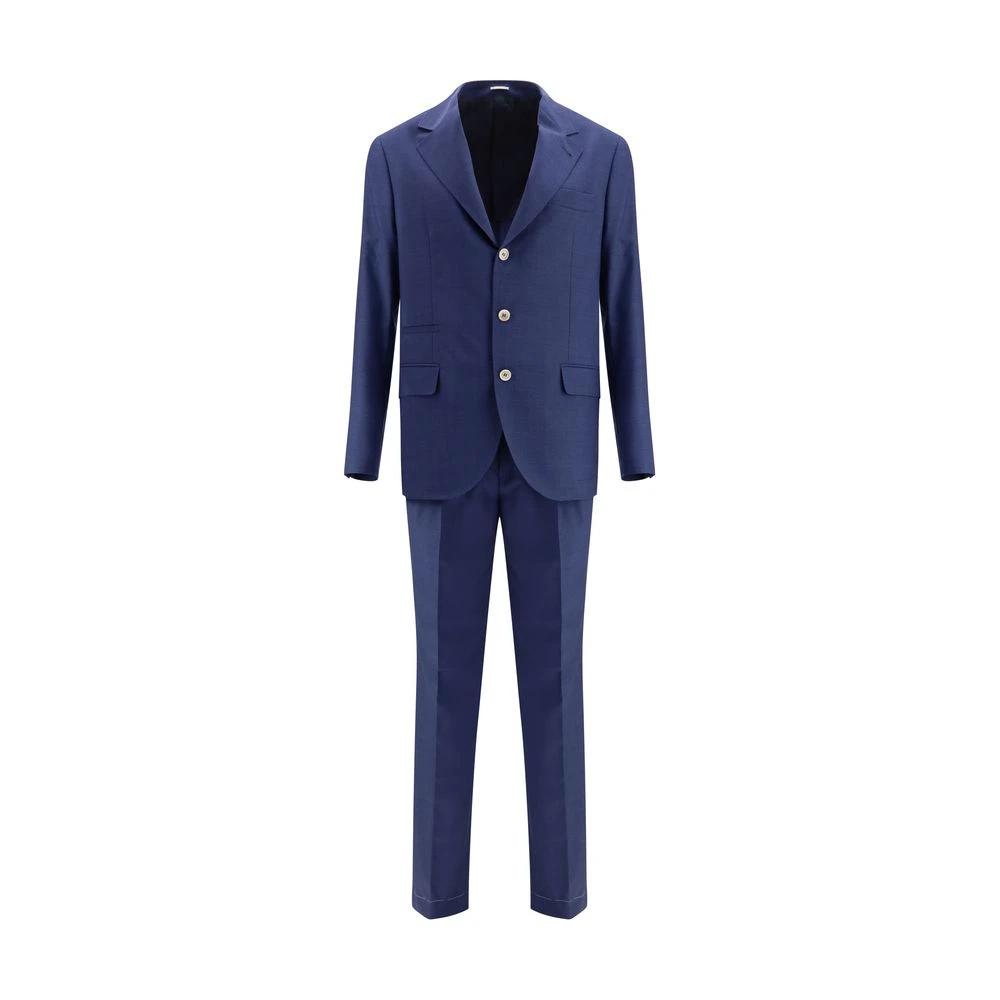 Brunello Cucinelli Blue Fleece Wool Two-Piece Suit by Brunello Cucinelli