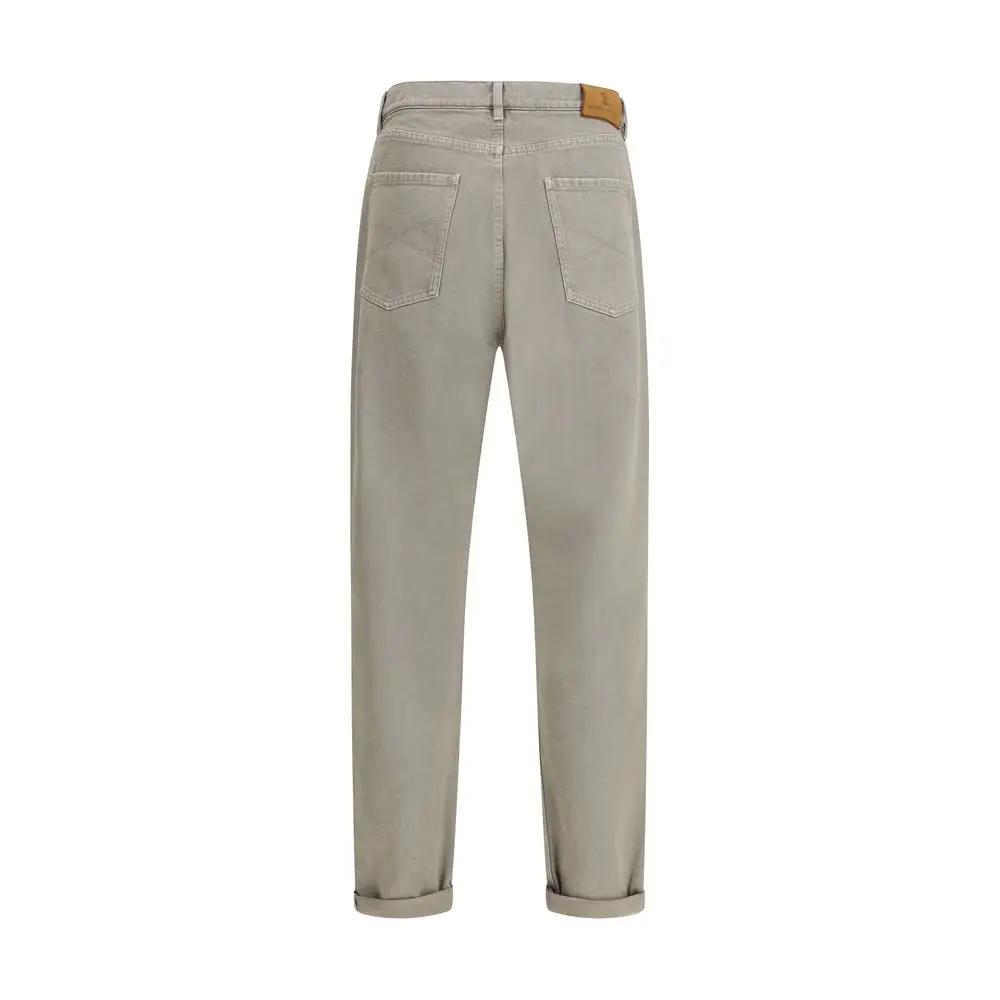 Jean droit en coton bicolore Brunello Cucinelli