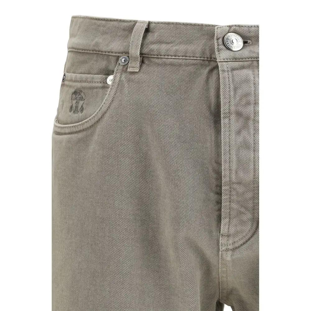 Jean droit en coton bicolore Brunello Cucinelli