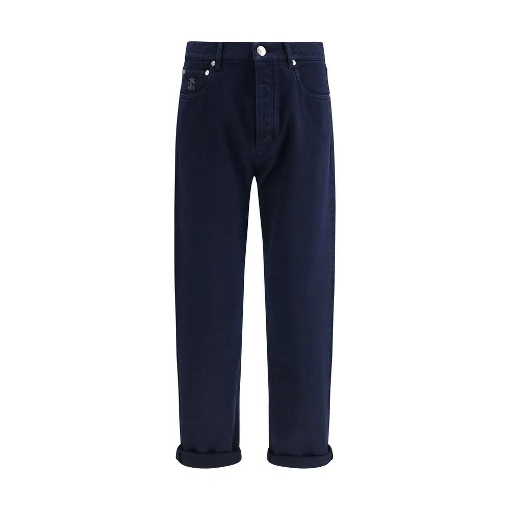 Jean droit en coton bleu Brunello Cucinelli