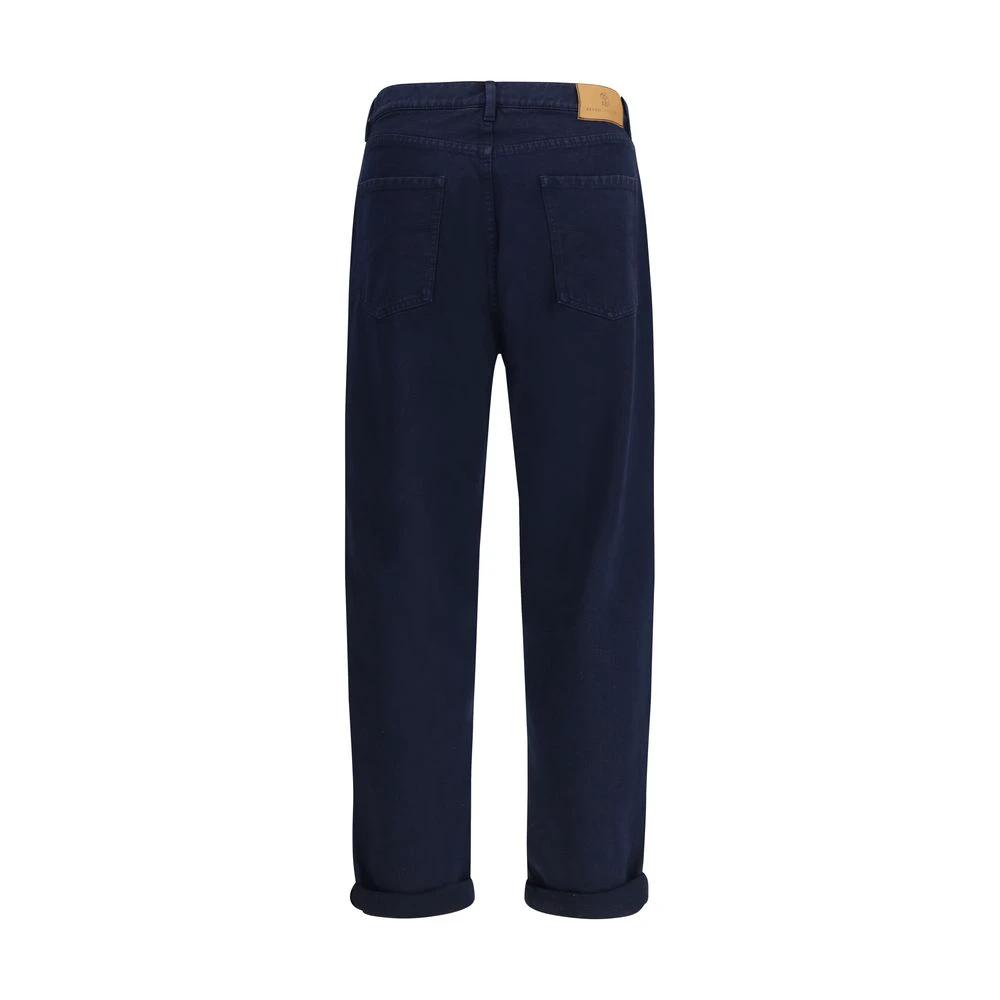 Jean droit en coton bleu Brunello Cucinelli