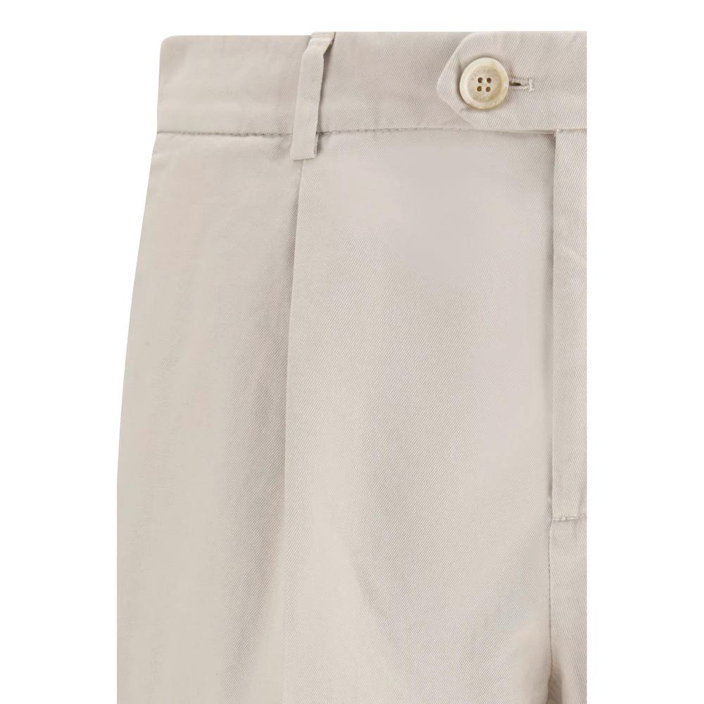Brunello Cucinelli Beige Cotton Casual Pants by Brunello Cucinelli