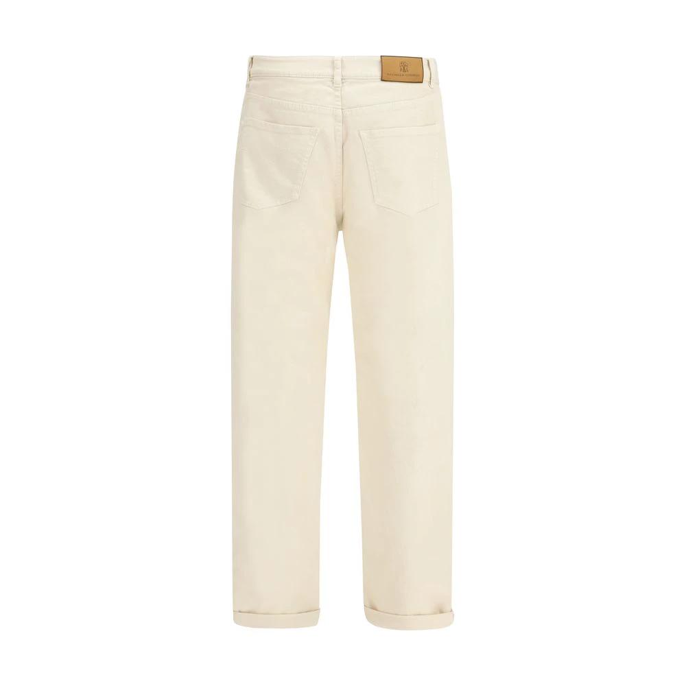 Brunello Cucinelli White Cotton High-Waisted Jean by Brunello Cucinelli