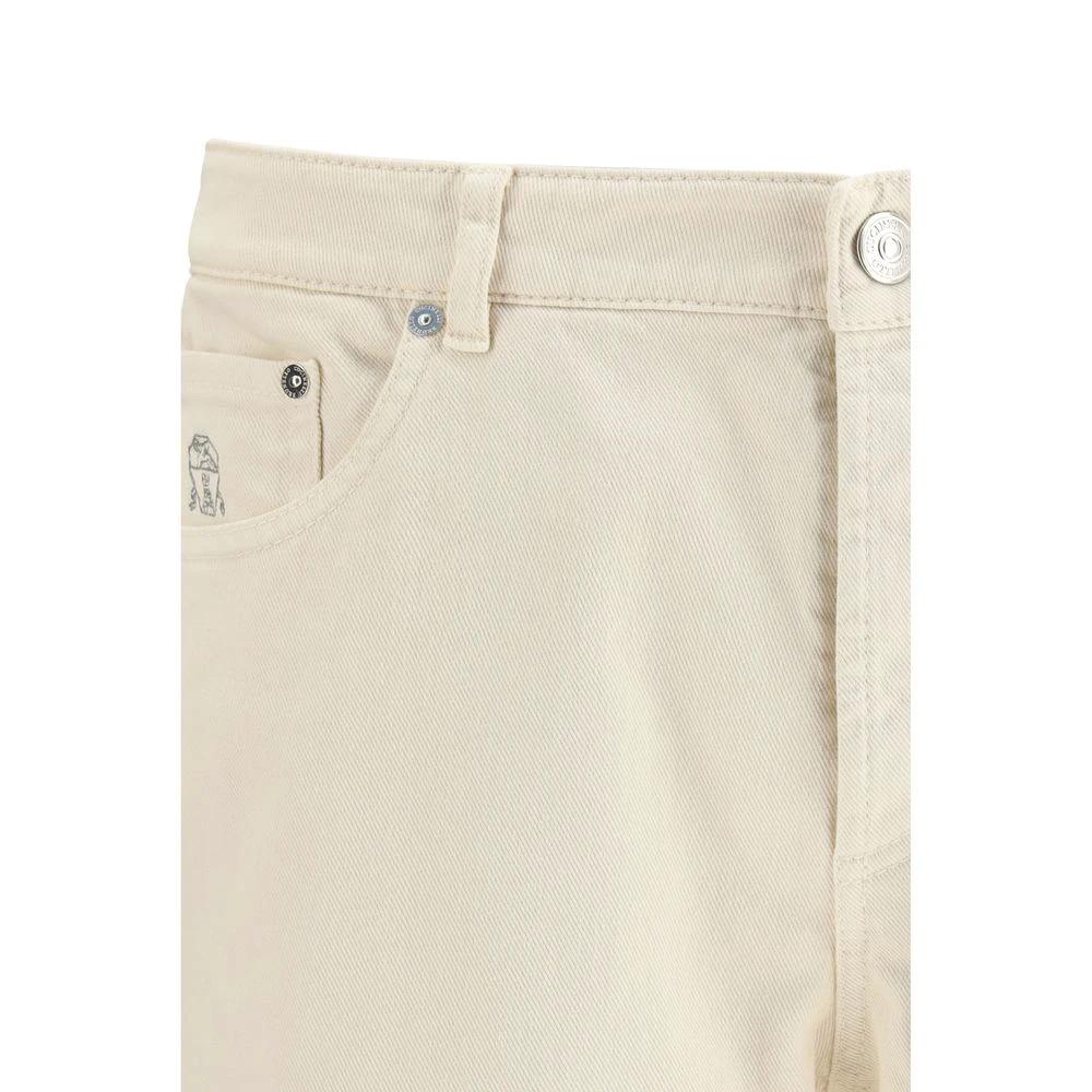 Brunello Cucinelli White Cotton High-Waisted Jean by Brunello Cucinelli